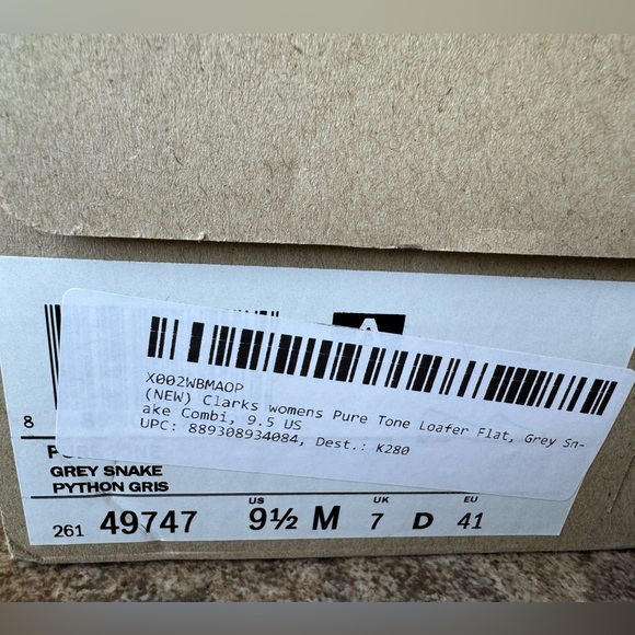 NEW!!! Clarks Pure Tone Grey Snake Python Slip On Shoes Loafers- Women’s 9.5M - Picture 11 of 11